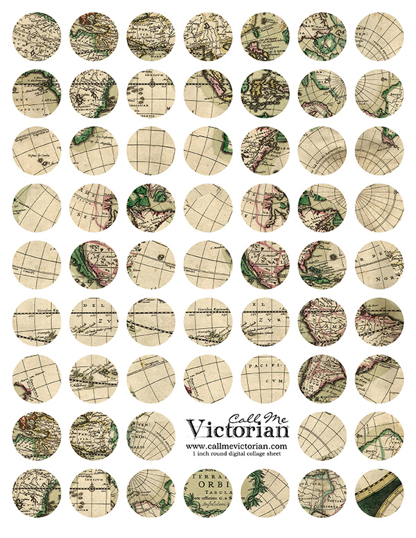 free vintage map digital collage sheet