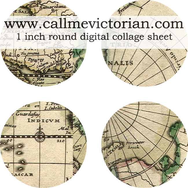 free vintage map digital collage sheet