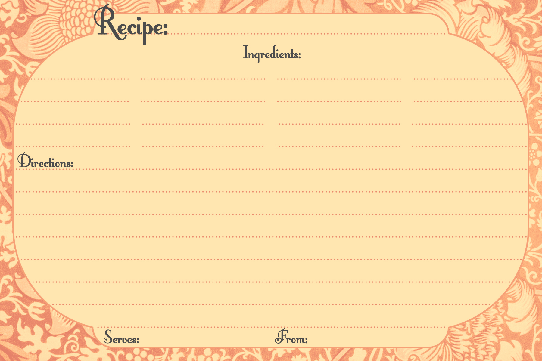 blank recipe card template free download
