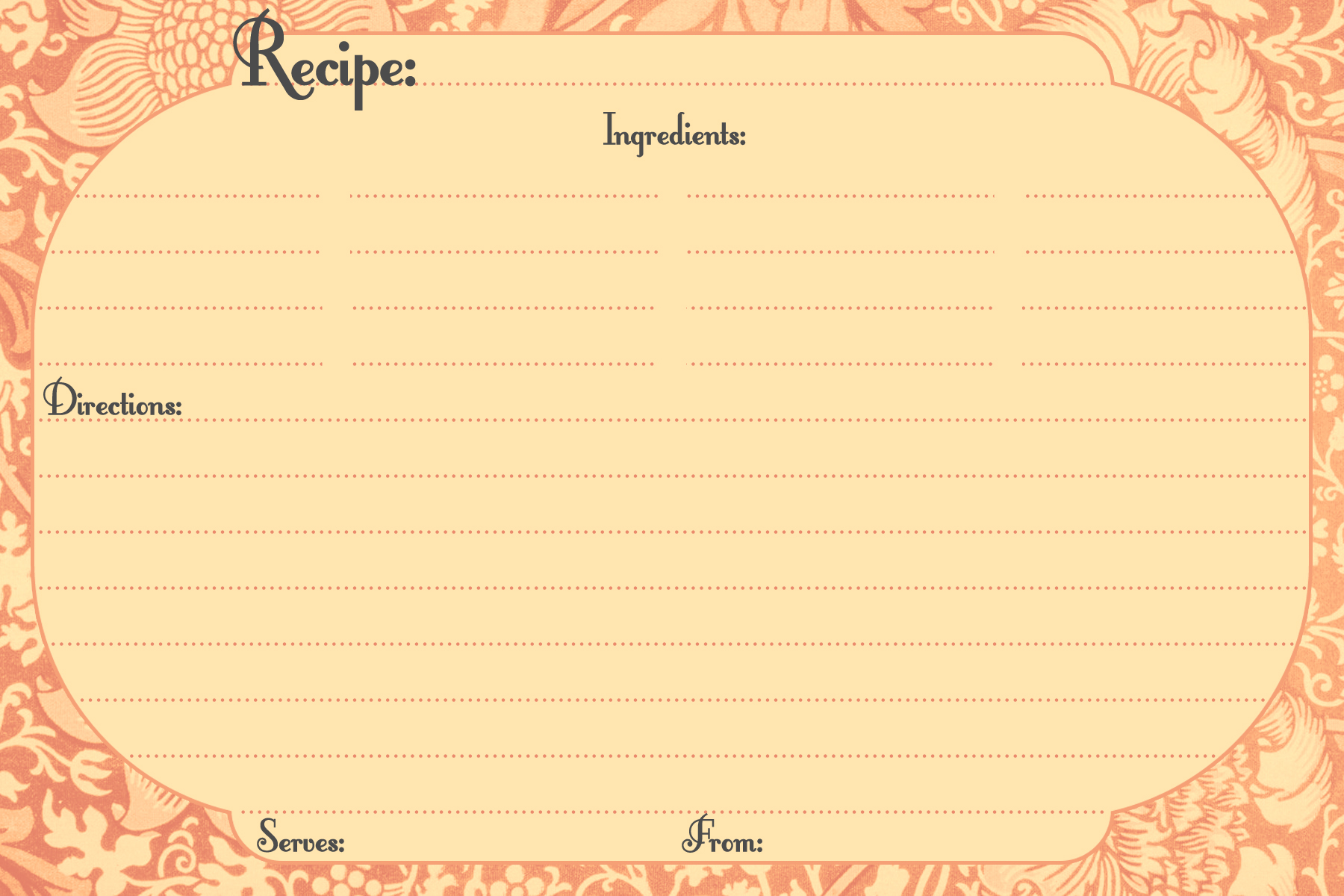 vintage recipe template