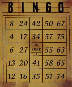 vintage bingo card dark