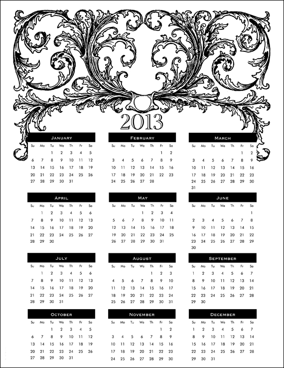 2013 calendar