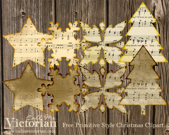 free primitive style christmas clipart