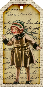 vintage little girl christmas tag