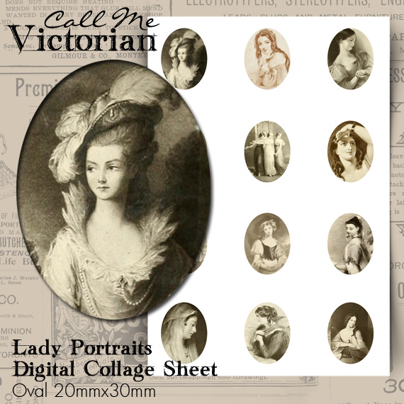 vintage lady digital collage sheet