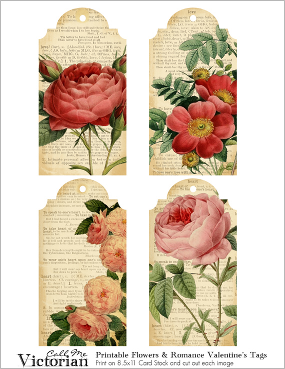 Free Printable Flower Tags For Valentine s Day Call Me Victorian