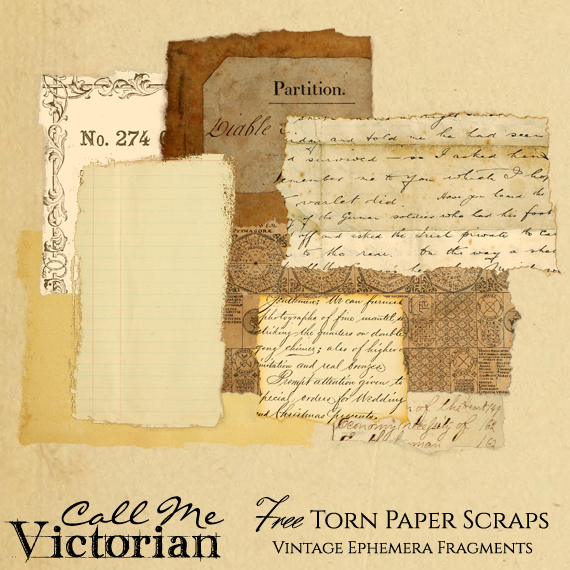 vintage torn paper scraps