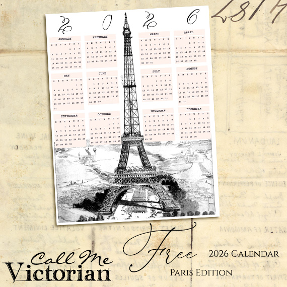 Free 2026 Printable Calendar – Paris Eiffel Tower Vintage Scene