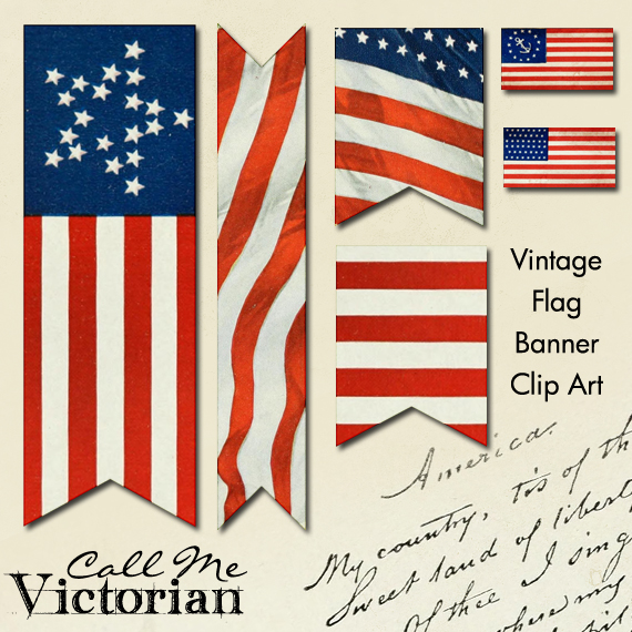 Download Vintage Flag Banner Clipart | Call Me Victorian