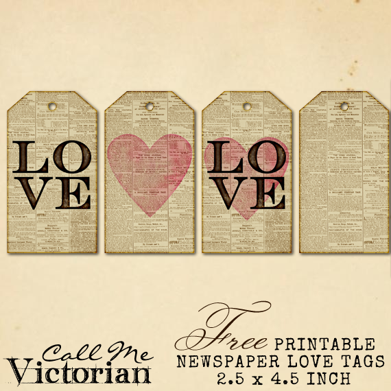 free printable newspaper love tags